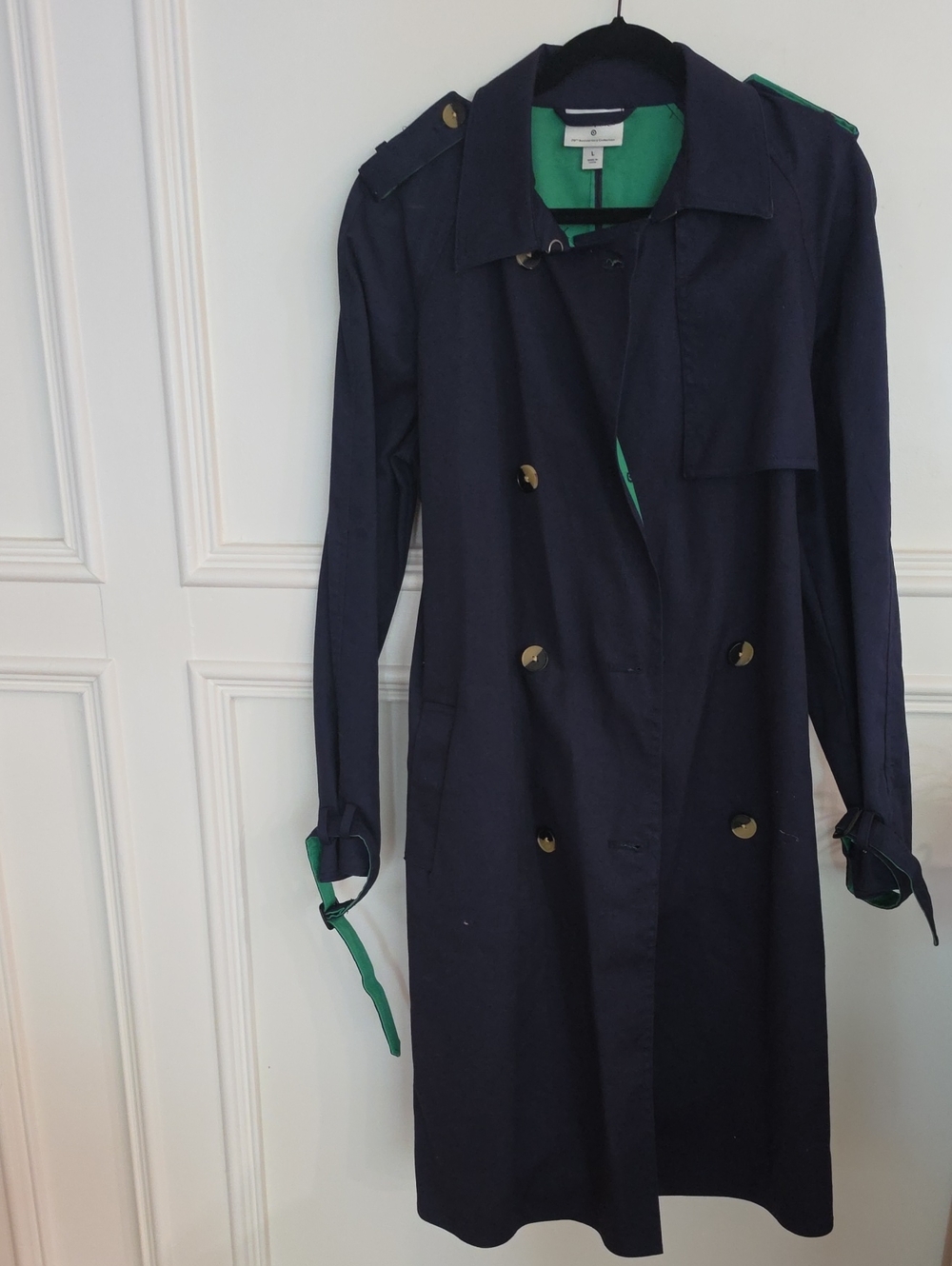 3.1 Phillip Lim Navy Trench Coat with Green Lining